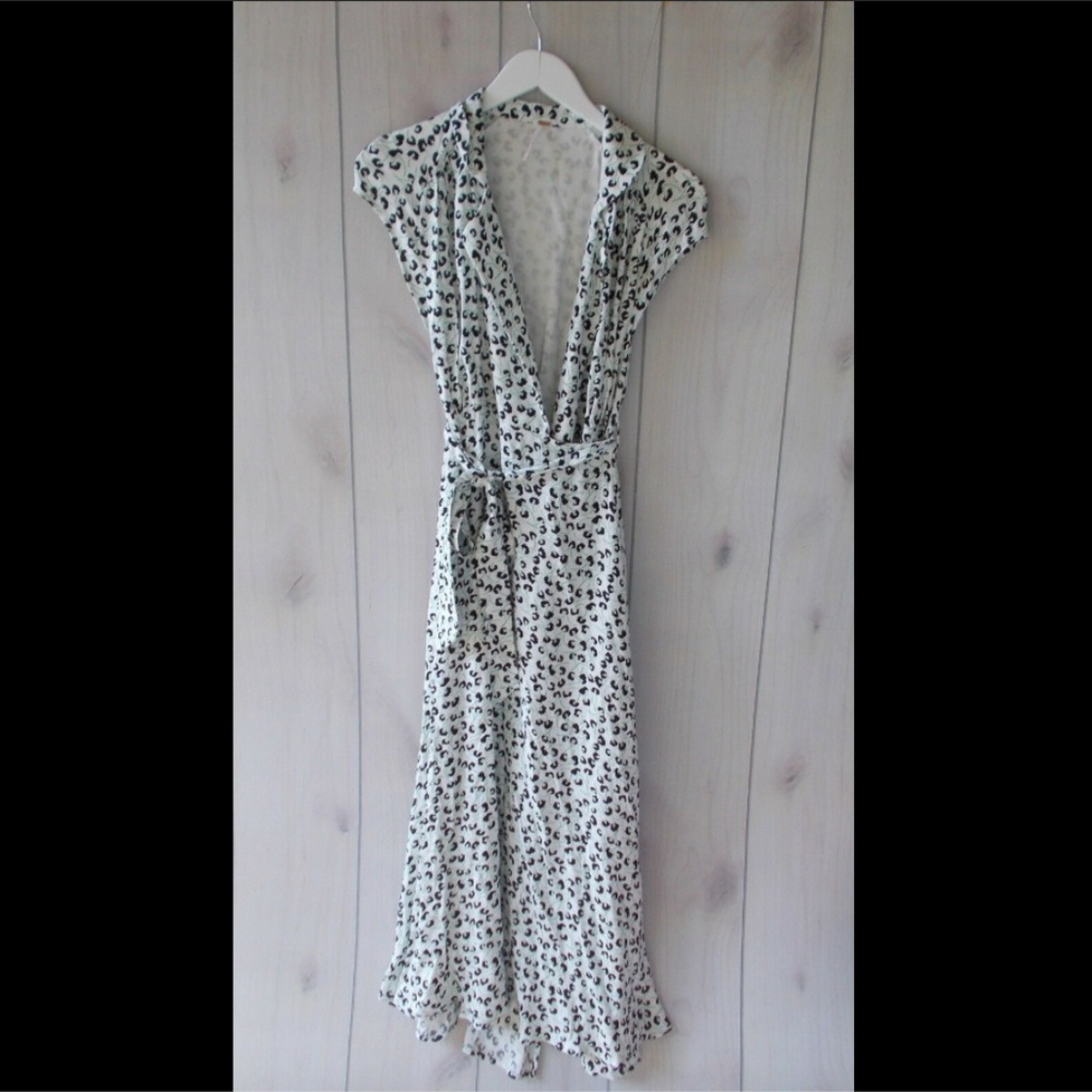 NWOT Free People White Wrap Belted Maxi Dress